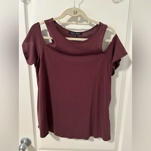 Burgundy Shirt with Shoulder cut out